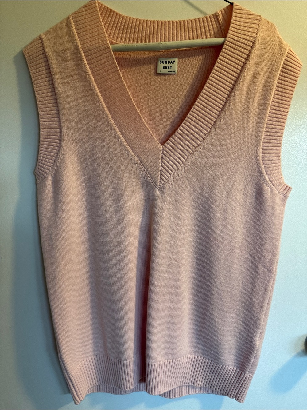 Sunday Best Light Blush Pink V-Neck Sleeveless Knit Vest